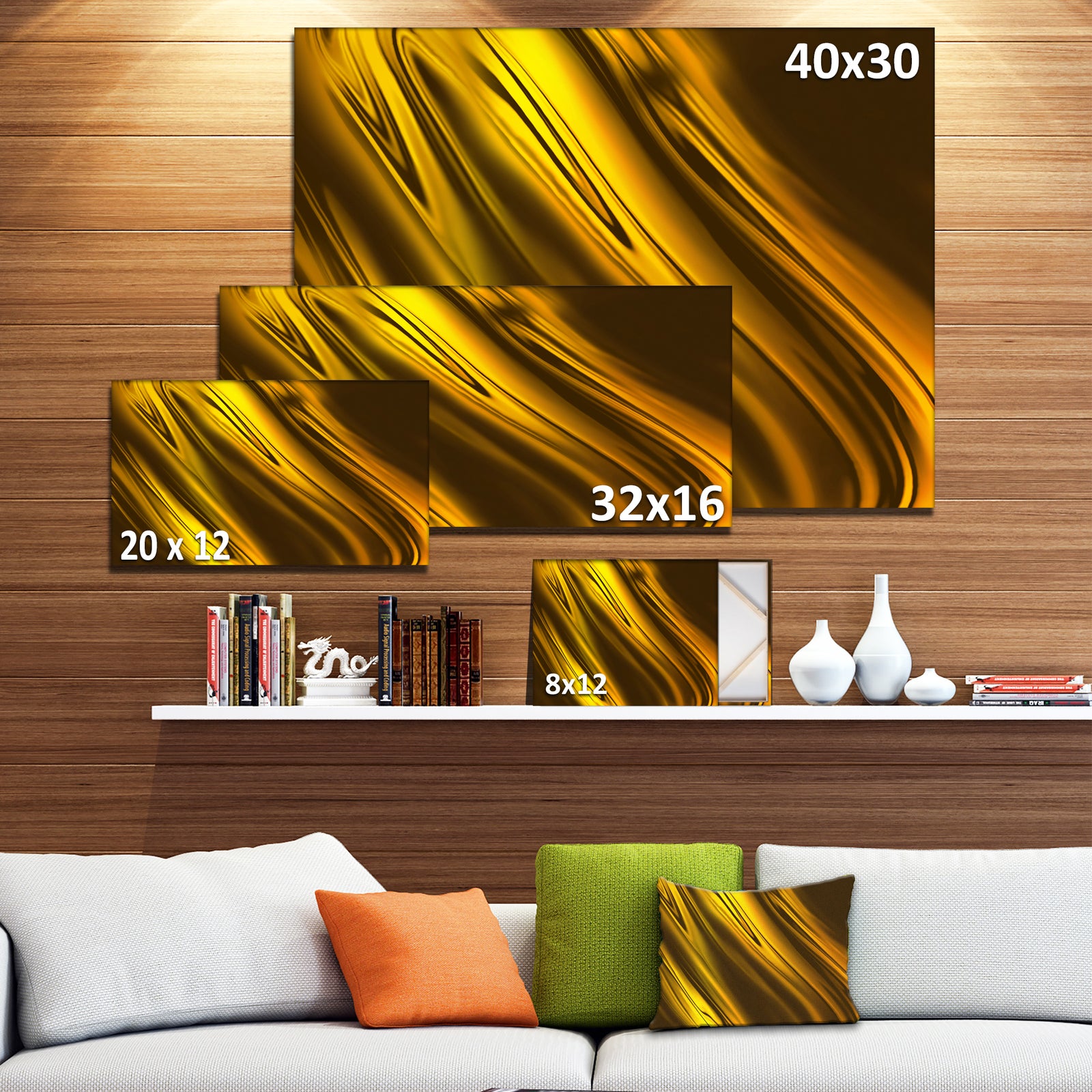 Yellow Liquid Gold Design - Abstract Digital Art Canvas Print