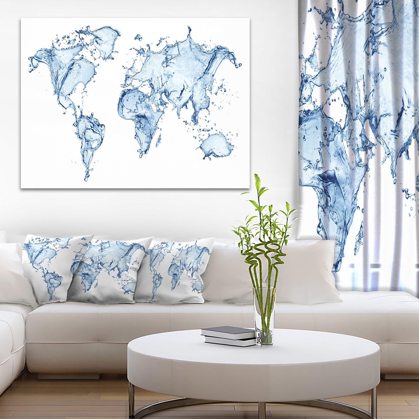 World Map Water Splash - Map Digital Art Canvas Print