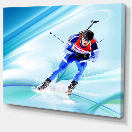 Extreme Male Skier - Portrait Digital Art Canvas Art Print