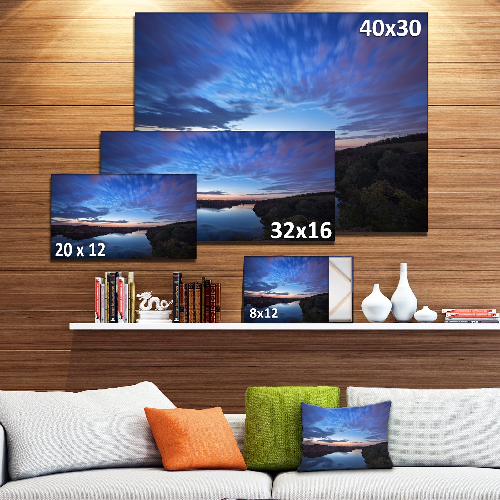 Clouds Reflection in River - Landscape Photo Canvas Print