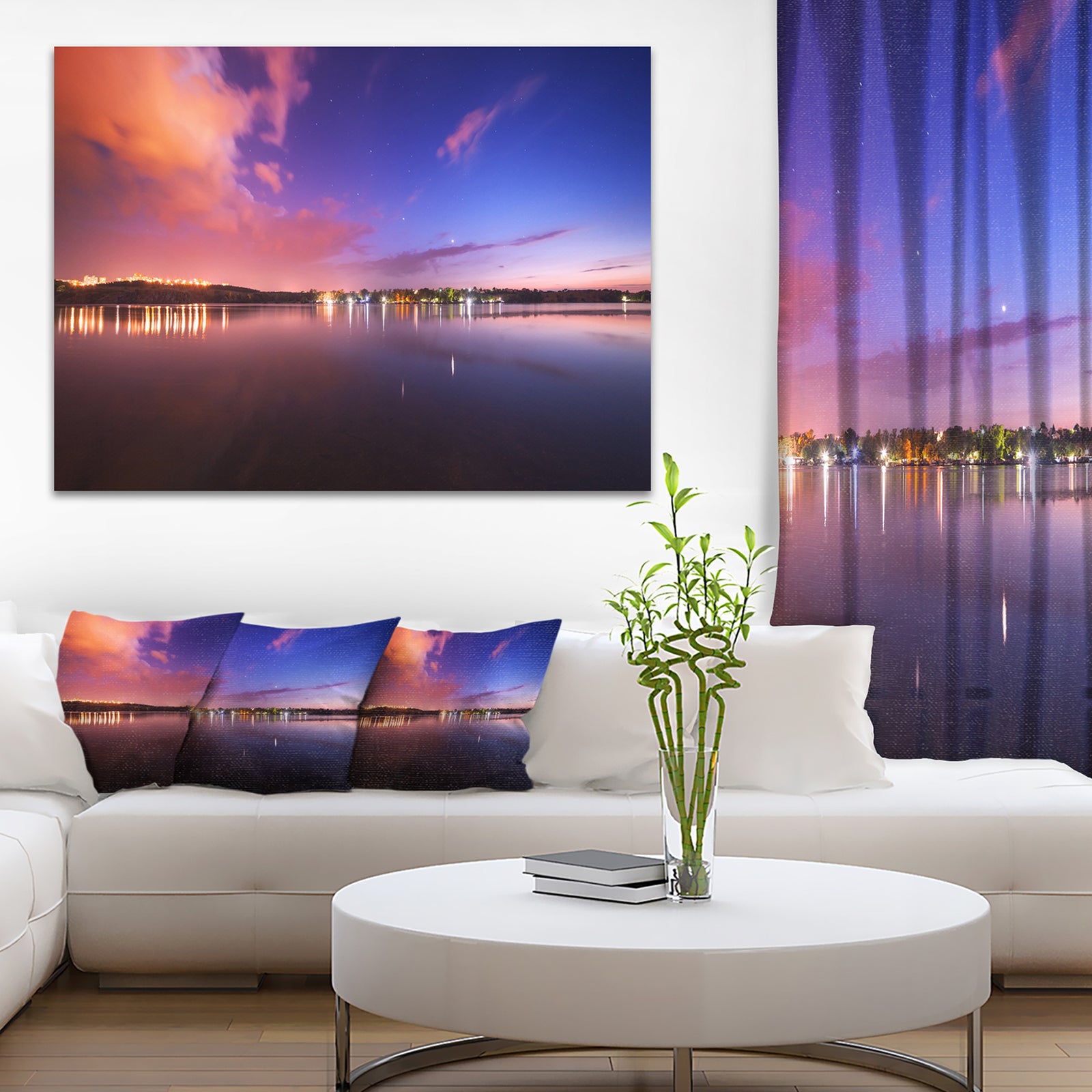 Night Sky Reflection in River - Landscape Photo Canvas Print