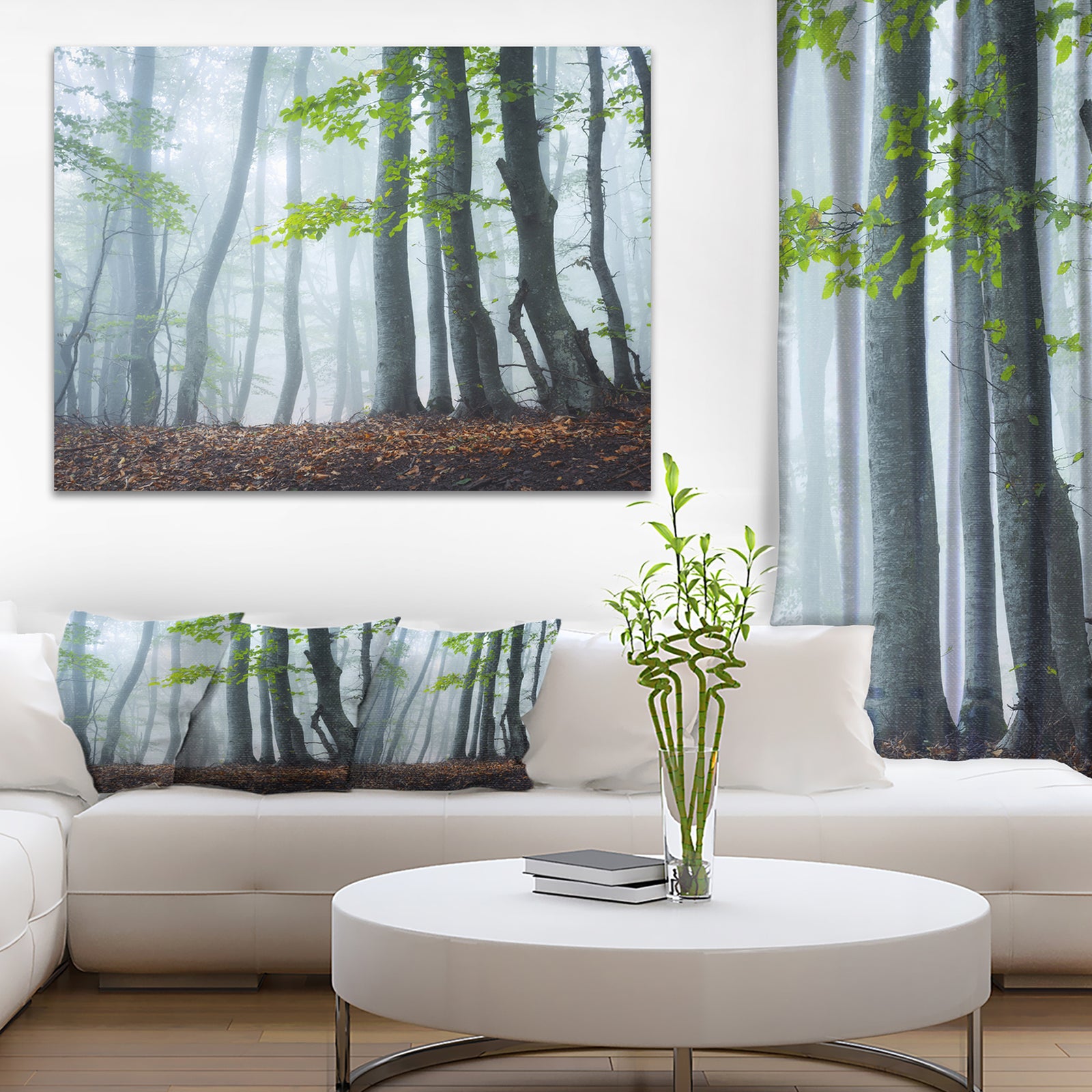 Green Leaves in Old Forest - Landscape Photo Canvas Print