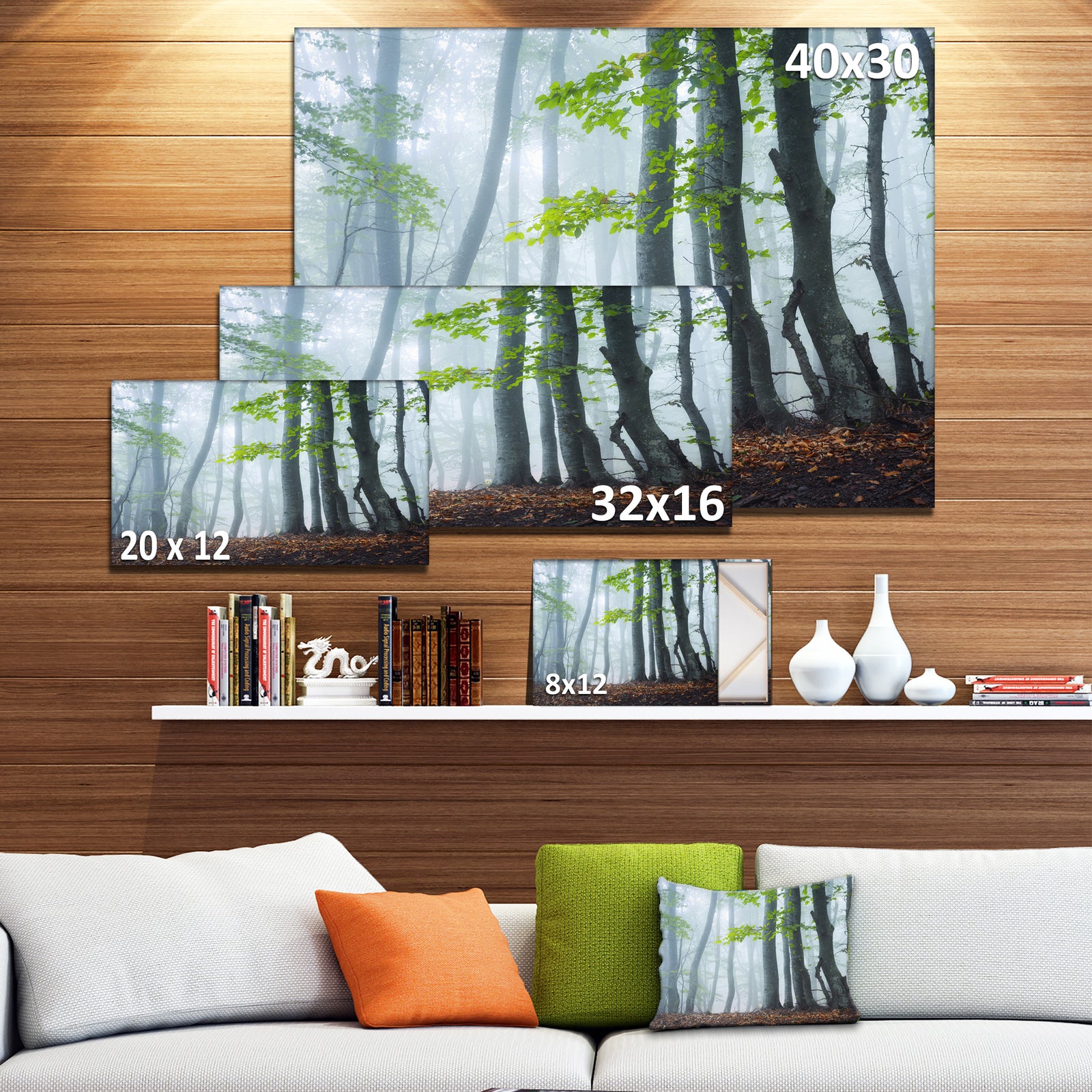 Green Leaves in Old Forest - Landscape Photo Canvas Print