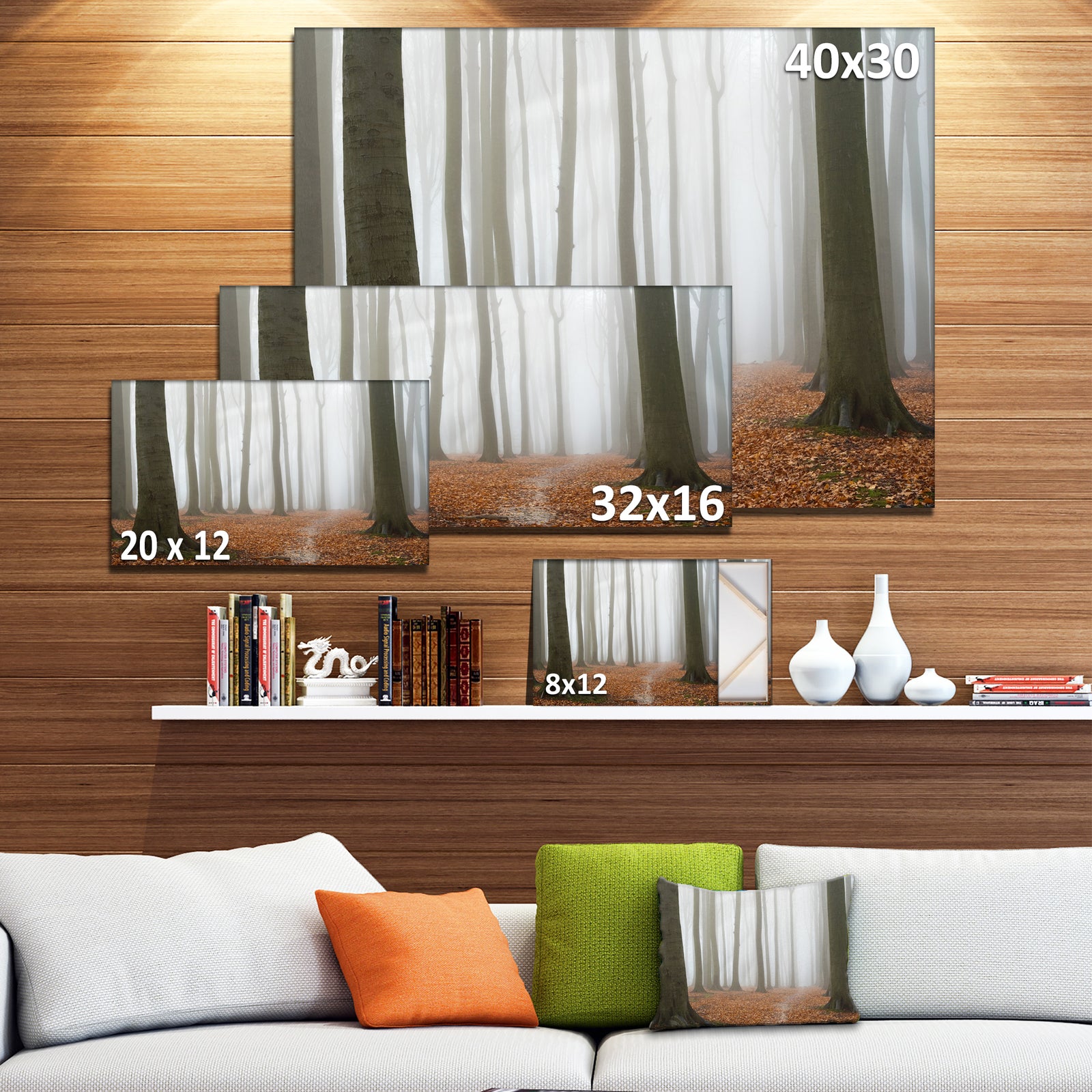 Misty Autumn Beech Forest - Landscape Photo Canvas Print