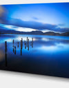 Blue Lake Sunset with Pier - Landscape Photo Canvas Print