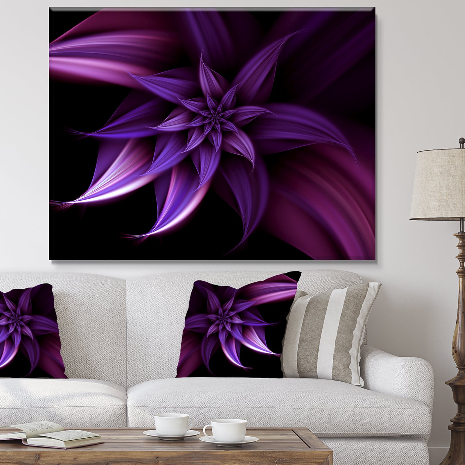 Fractal Flower Purple - Floral Art Canvas Print