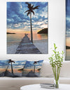 Wooden Pier and Palm Tree - Seashore Photo Canvas Art Print