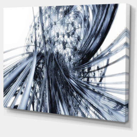 Fractal Black N White Connected Stripes - Art Canvas Print