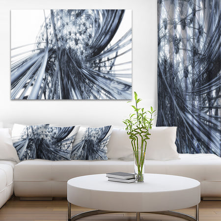 Fractal Black N White Connected Stripes - Art Canvas Print