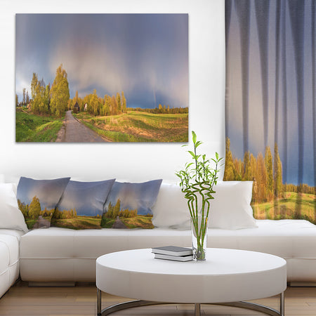 Green Field Under Rainbow Sky - Landscape Photo Canvas Print