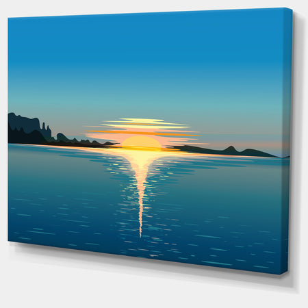 Sea Sinking Sun - Seascape Art Canvas Print