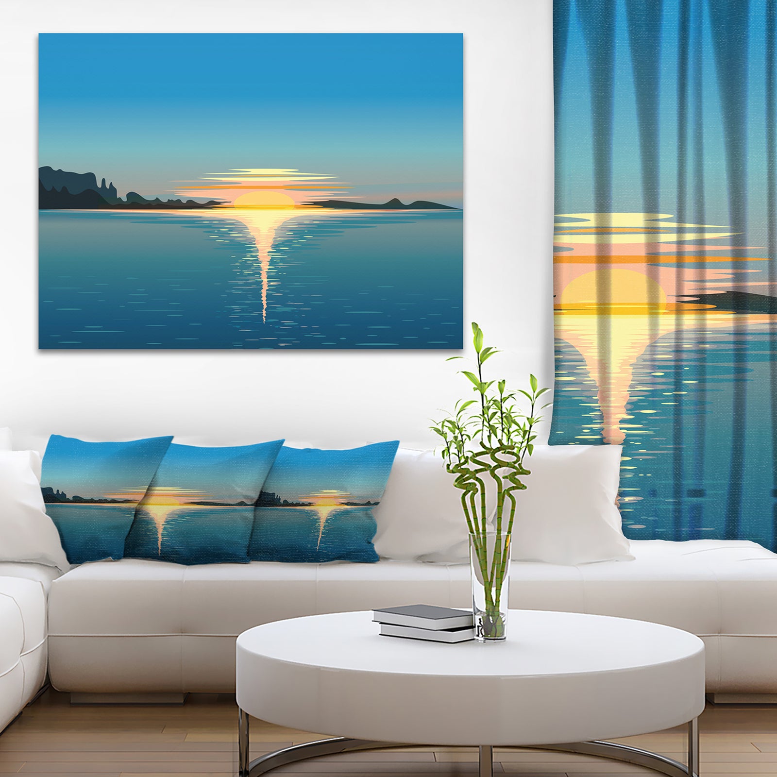 Sea Sinking Sun - Seascape Art Canvas Print