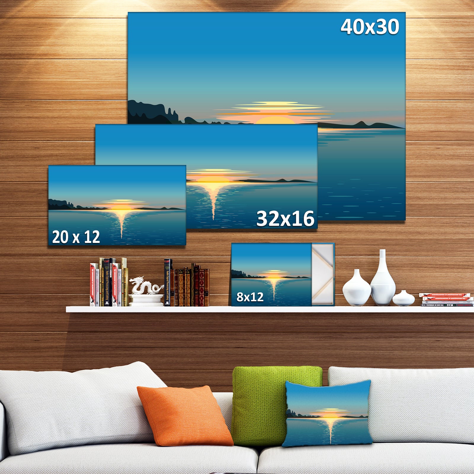 Sea Sinking Sun - Seascape Art Canvas Print