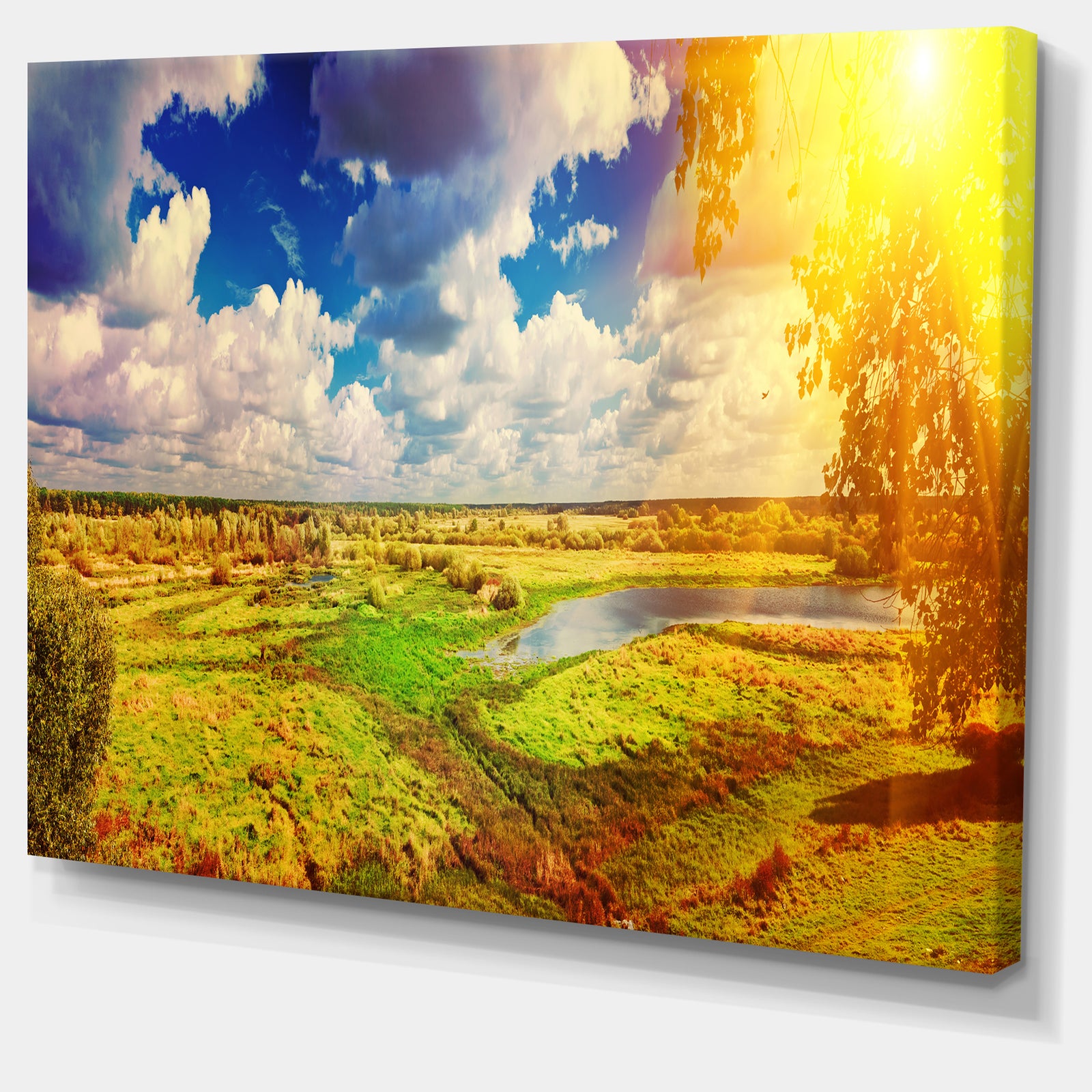 Meadow with Small Flood Sky - Landscape Photo Canvas Artwork