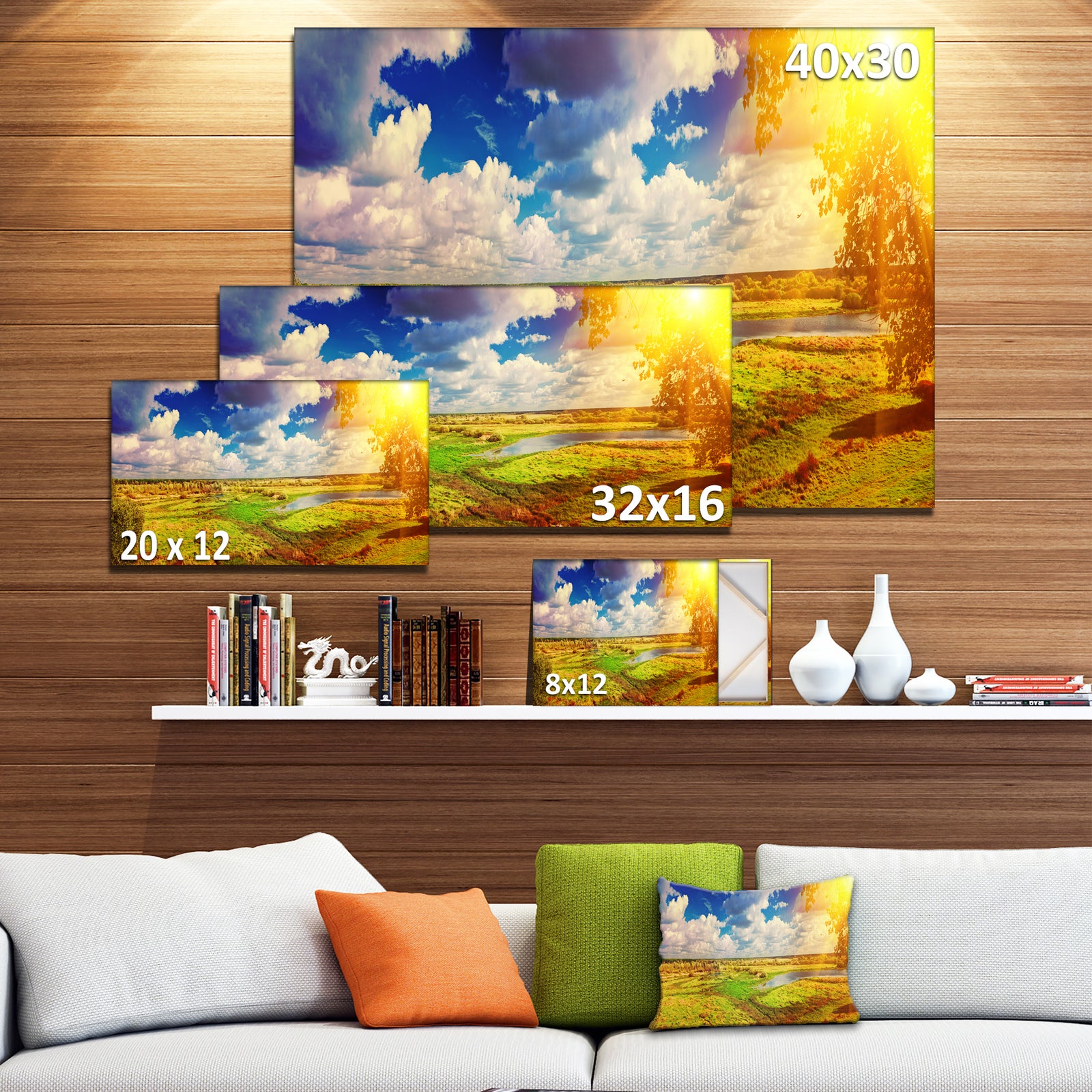 Meadow with Small Flood Sky - Landscape Photo Canvas Artwork
