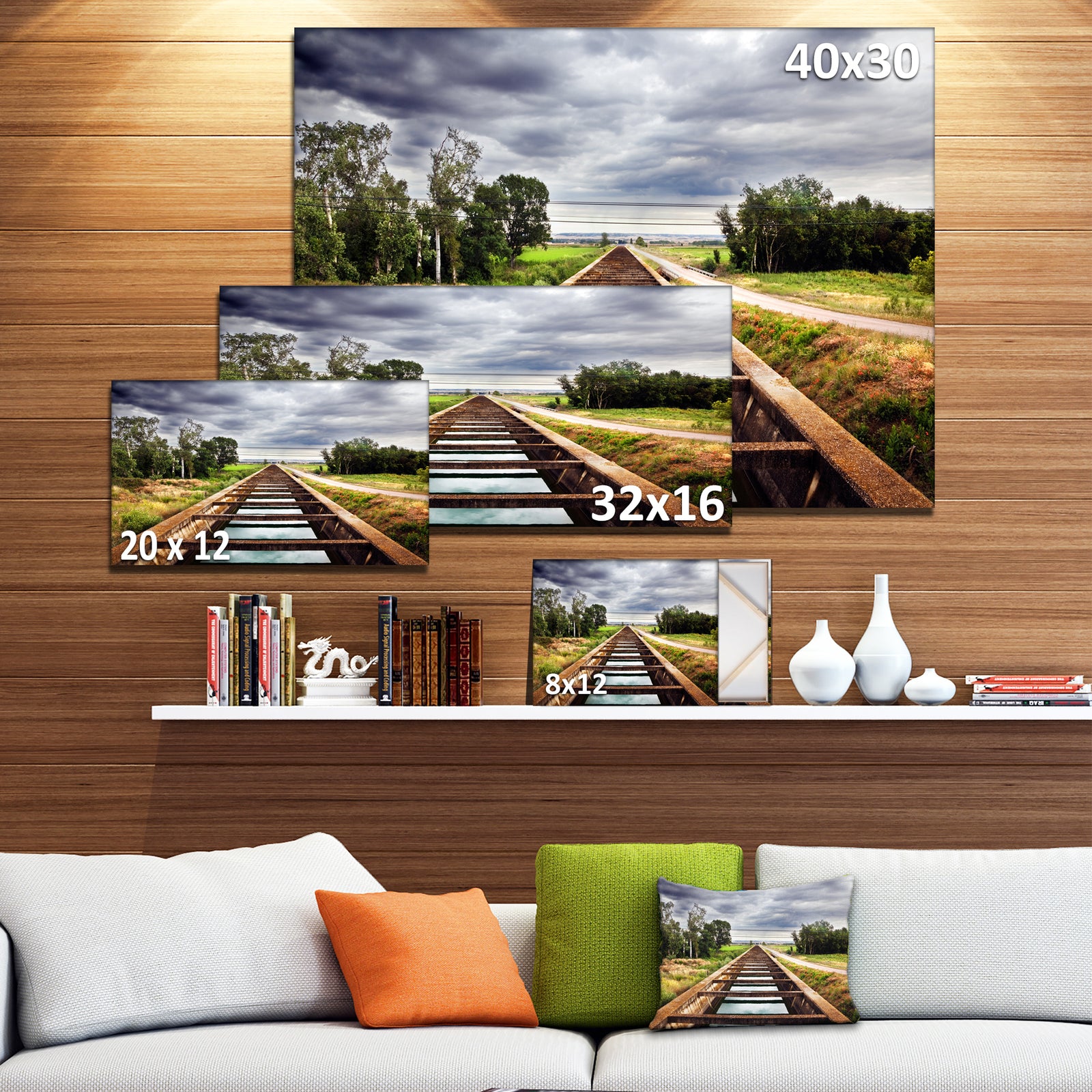 Water Channel and Trees - Landscape Photo Canvas Art Print