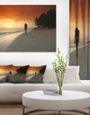 Woman Walking on Beach - Seashore Photo Canvas Art Print