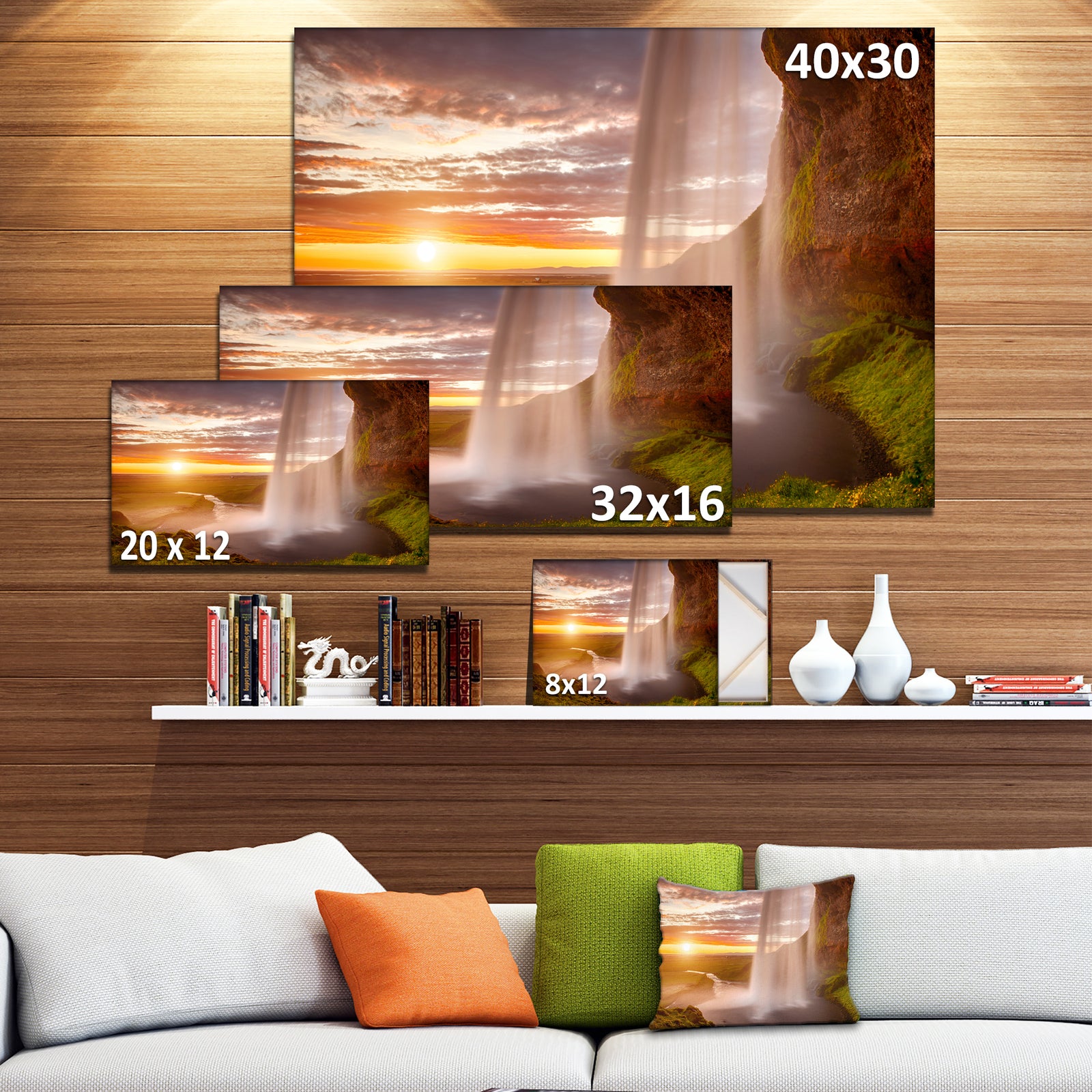 Seljalandsfoss Waterfall at Sunset - Landscape Photography Canvas Print