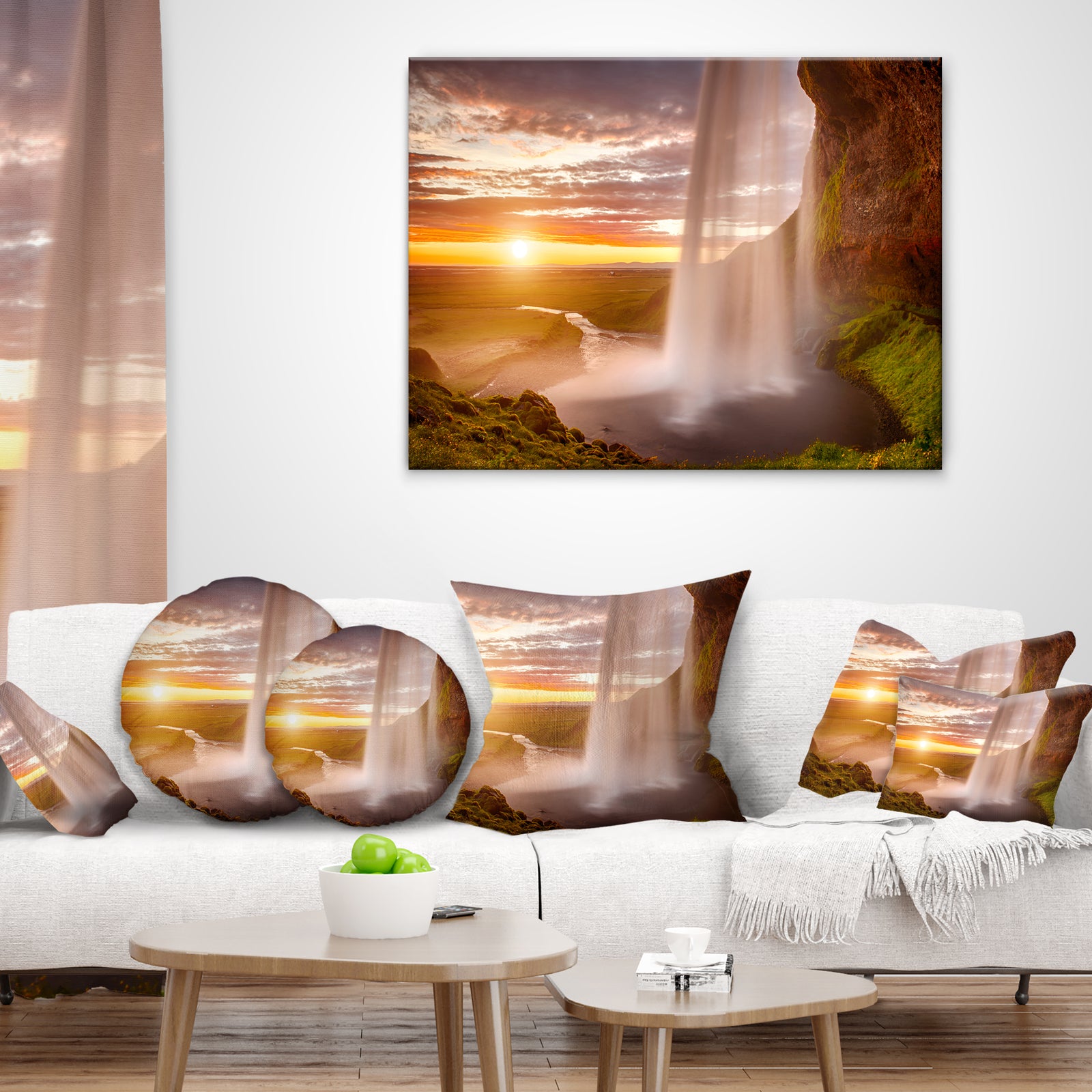Seljalandsfoss Waterfall at Sunset - Landscape Photography Canvas Print