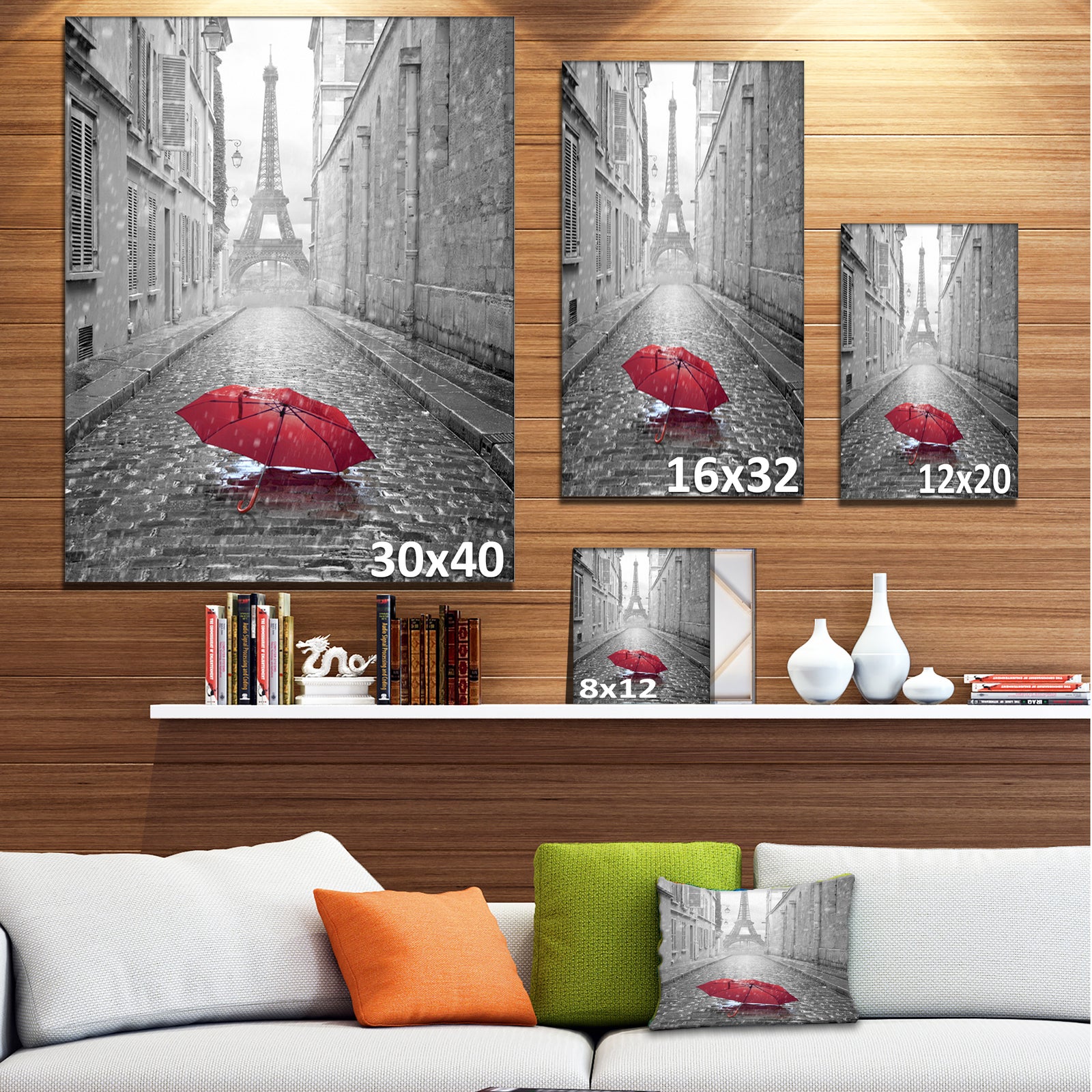 Eiffel View from Paris Street - Cityscape Photo Canvas Art Print