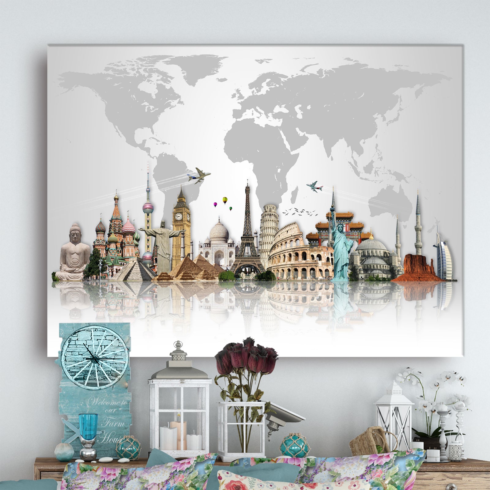 Famous Monuments Across World - Canvas Art Print