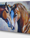 Brown Amorous Horses - Animal Painting Canvas Print