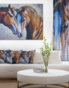 Brown Amorous Horses - Animal Painting Canvas Print