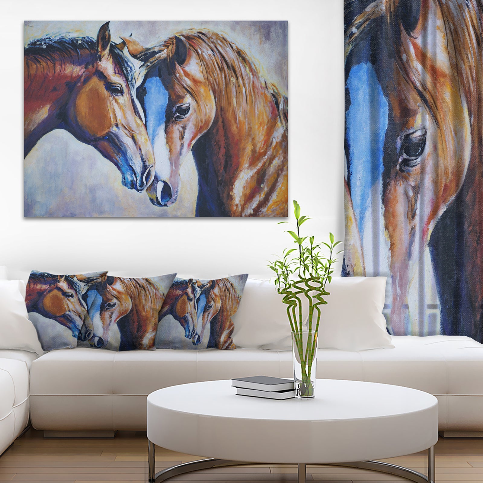 Brown Amorous Horses - Animal Painting Canvas Print
