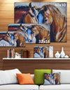 Brown Amorous Horses - Animal Painting Canvas Print