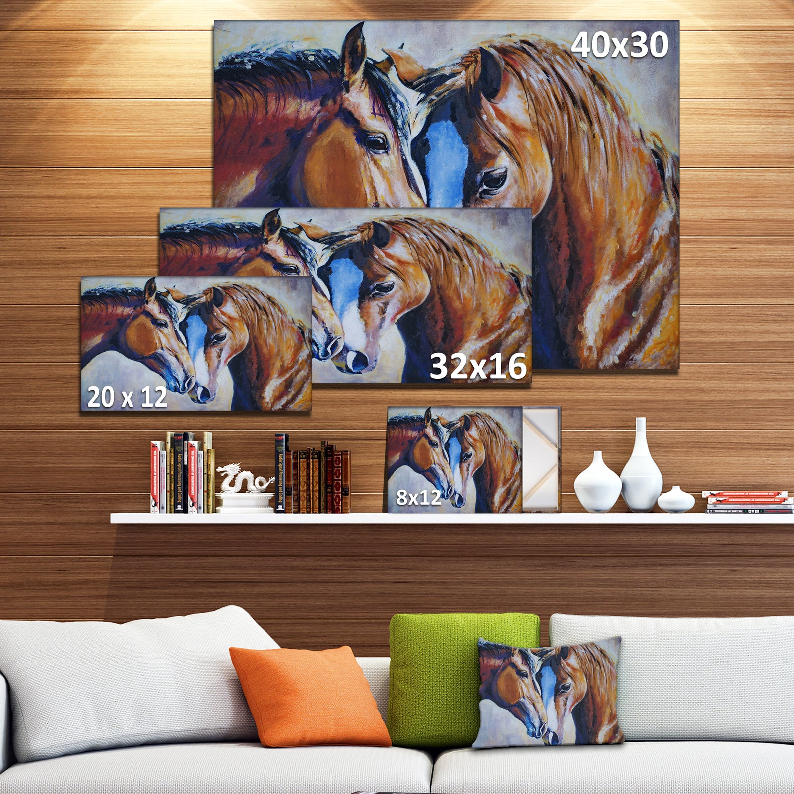 Brown Amorous Horses - Animal Painting Canvas Print