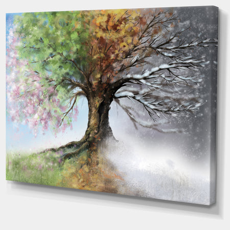 Tree with Four Seasons - Tree Painting Canvas Art Print