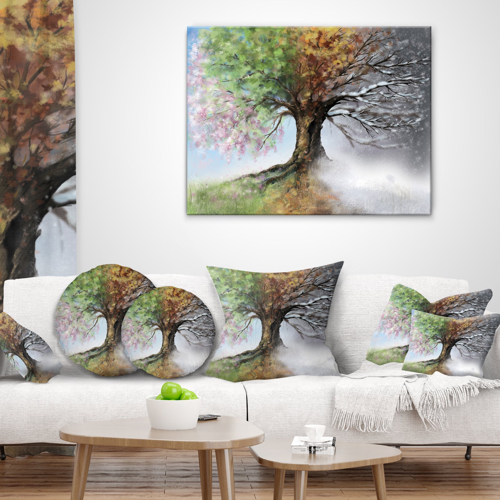 Tree with Four Seasons - Tree Painting Canvas Art Print