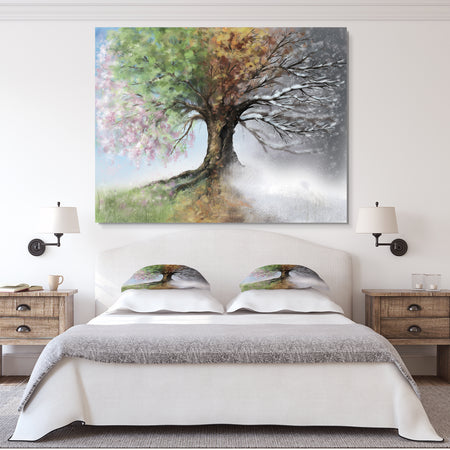 Tree with Four Seasons - Tree Painting Canvas Art Print