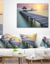 Wooden Sea Bridge and Sunset - Seashore Photo Canvas Print