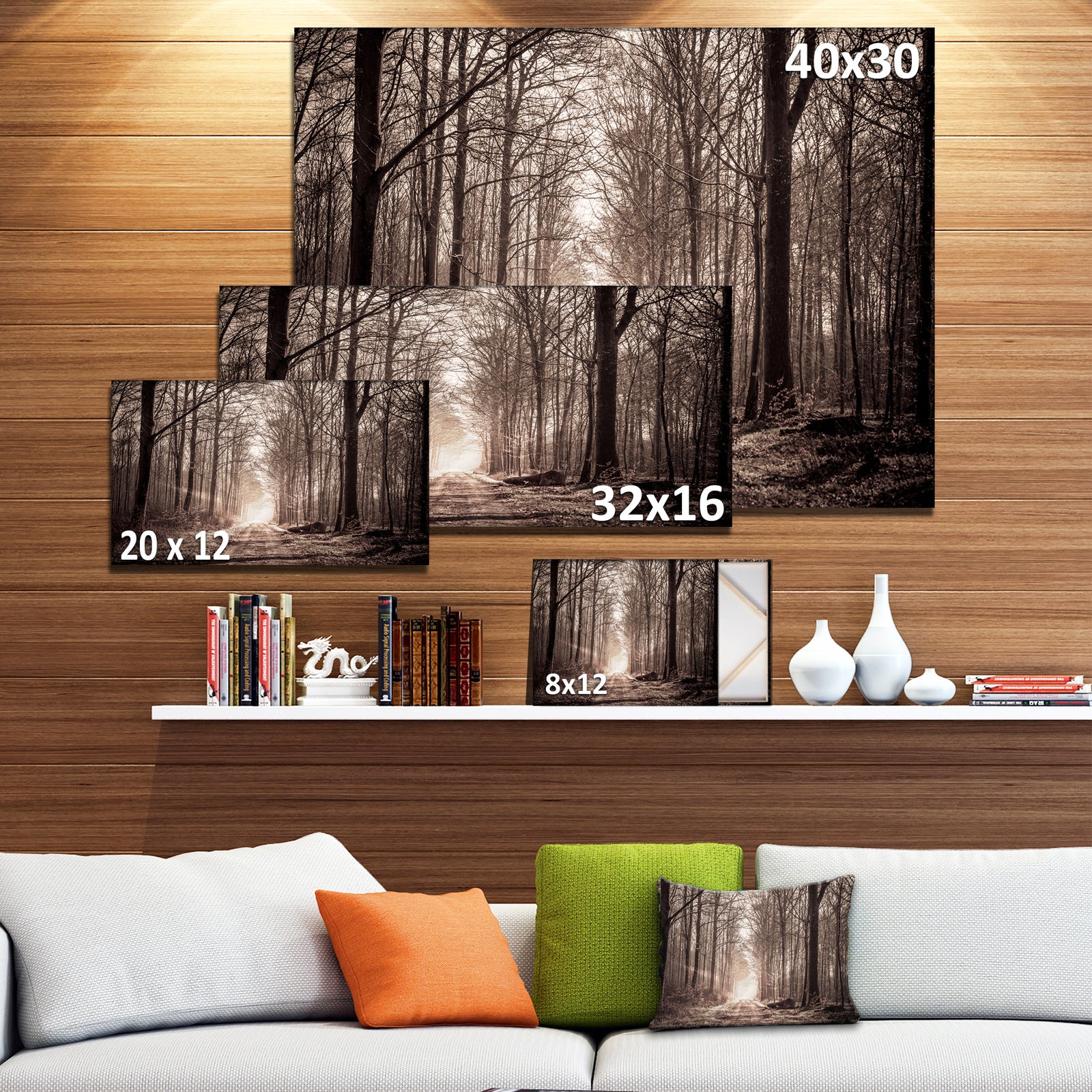 Forest Trail in Sepia - Landscape Photography Canvas Art Print