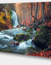 Autumn Mountain Waterfall Long View - Landscape Photography Canvas Print