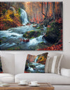 Autumn Mountain Waterfall Long View - Landscape Photography Canvas Print