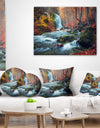 Autumn Mountain Waterfall Long View - Landscape Photography Canvas Print