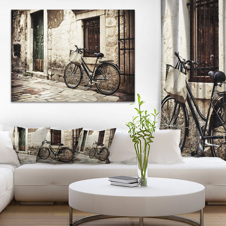 Carbon Loft Bicycle with Shopping Bag - Landscape Photography Canvas Print
