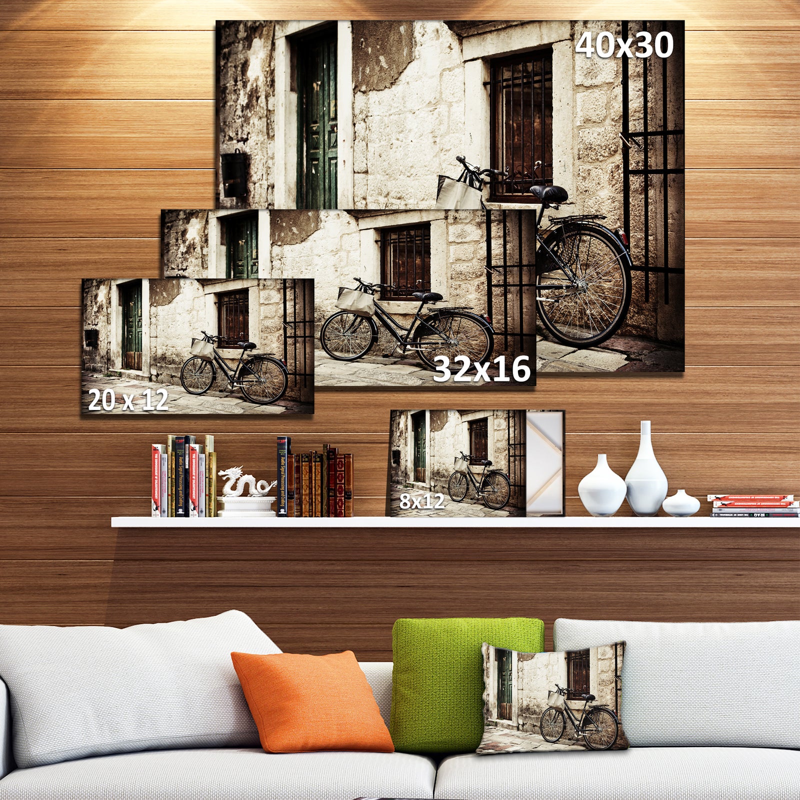 Carbon Loft Bicycle with Shopping Bag - Landscape Photography Canvas Print