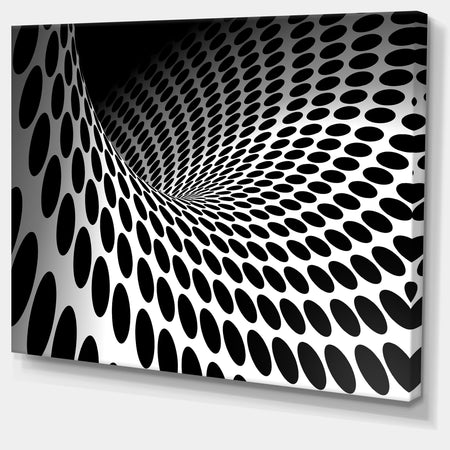Waves and Circles Black n - White - Abstract Art Canvas Print