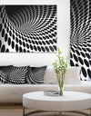 Waves and Circles Black n - White - Abstract Art Canvas Print