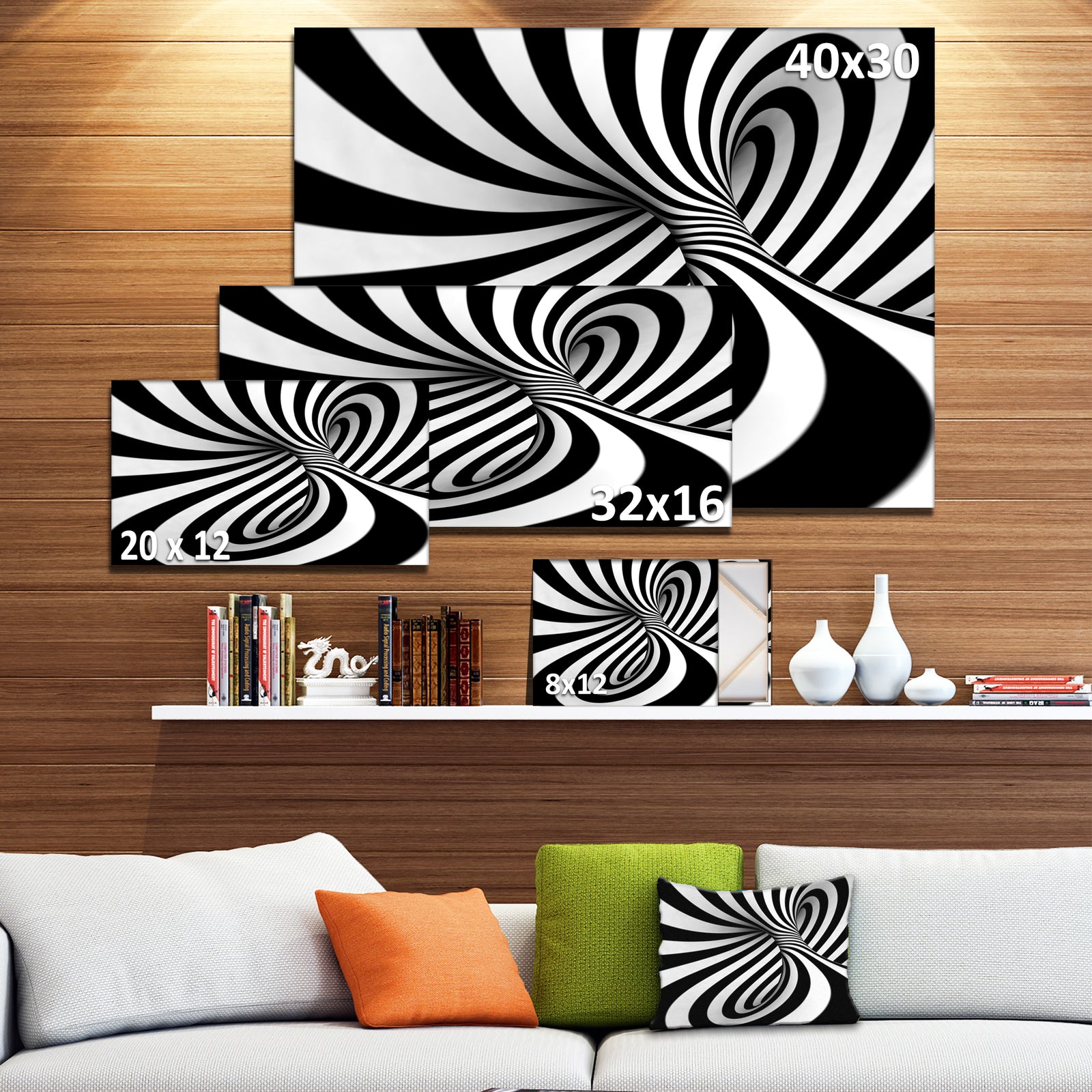 Spiral Black n - White - Abstract Art Canvas Print