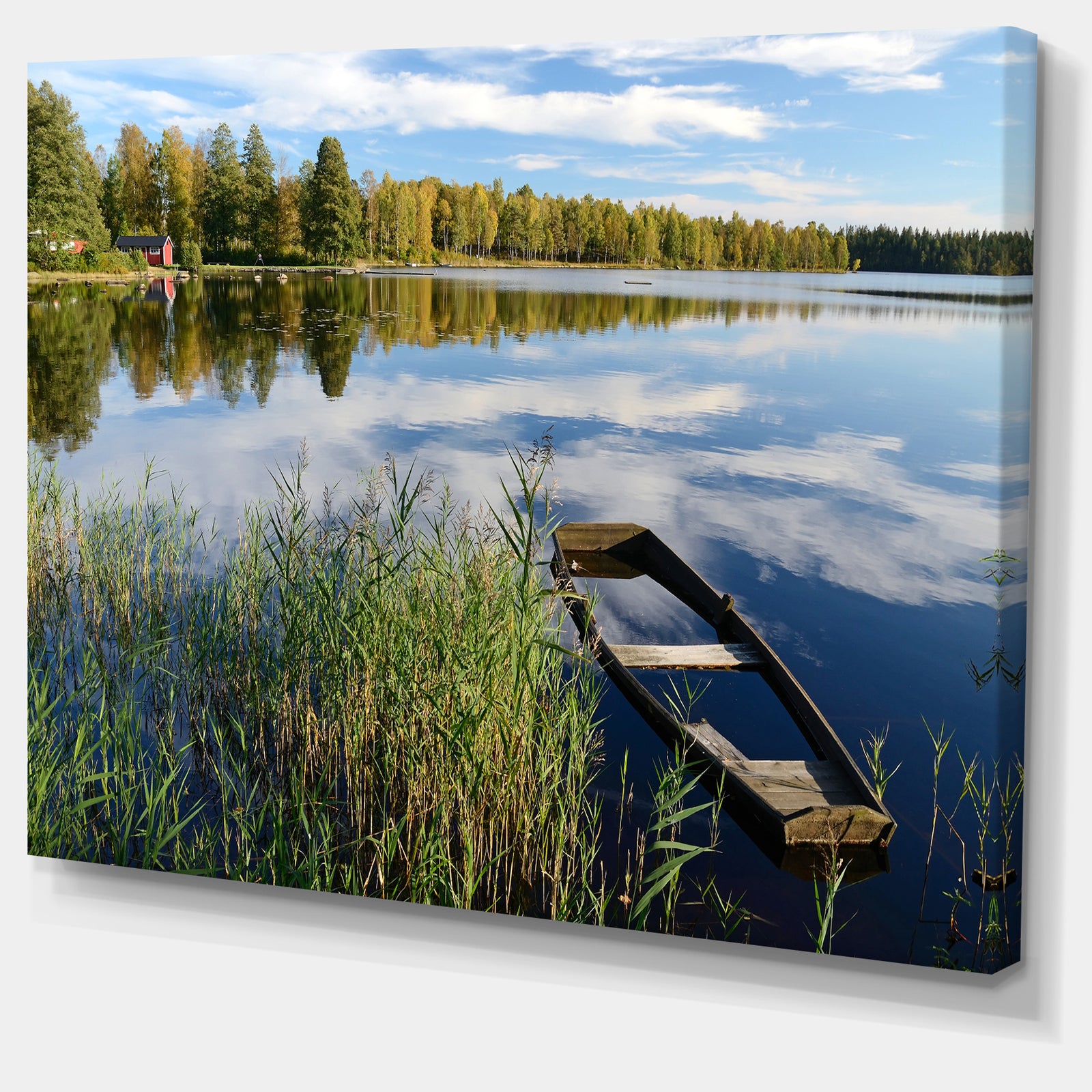 Beautiful Swedish September Lake - Landscape Photo Canvas Print