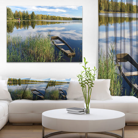 Beautiful Swedish September Lake - Landscape Photo Canvas Print