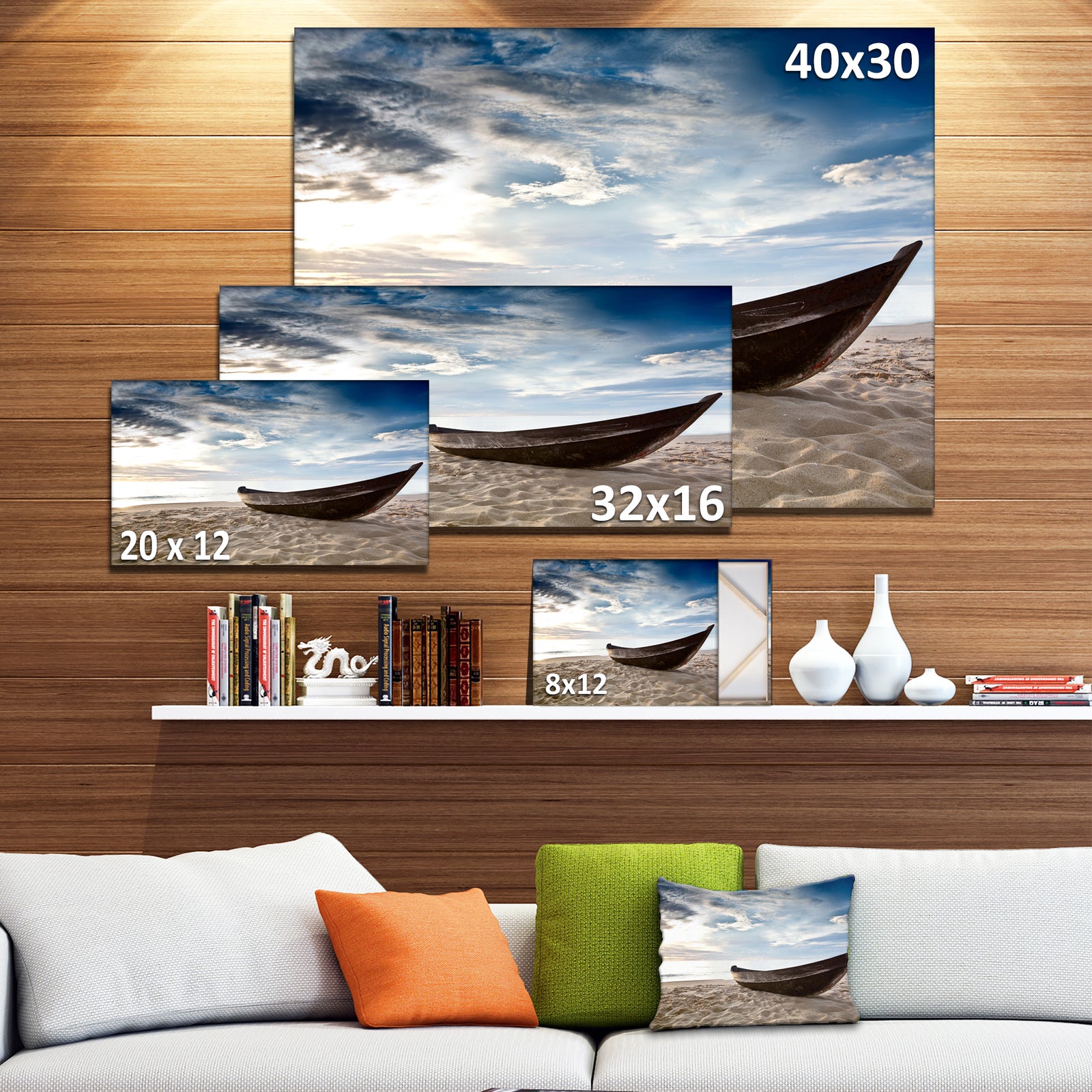 Old Fisherman Boat - Seashore Photography Canvas Art Print