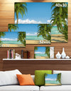 Palms at Caribbean Beach - Seashore Photo Canvas Art Print