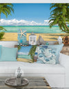 Palms at Caribbean Beach - Seashore Photo Canvas Art Print