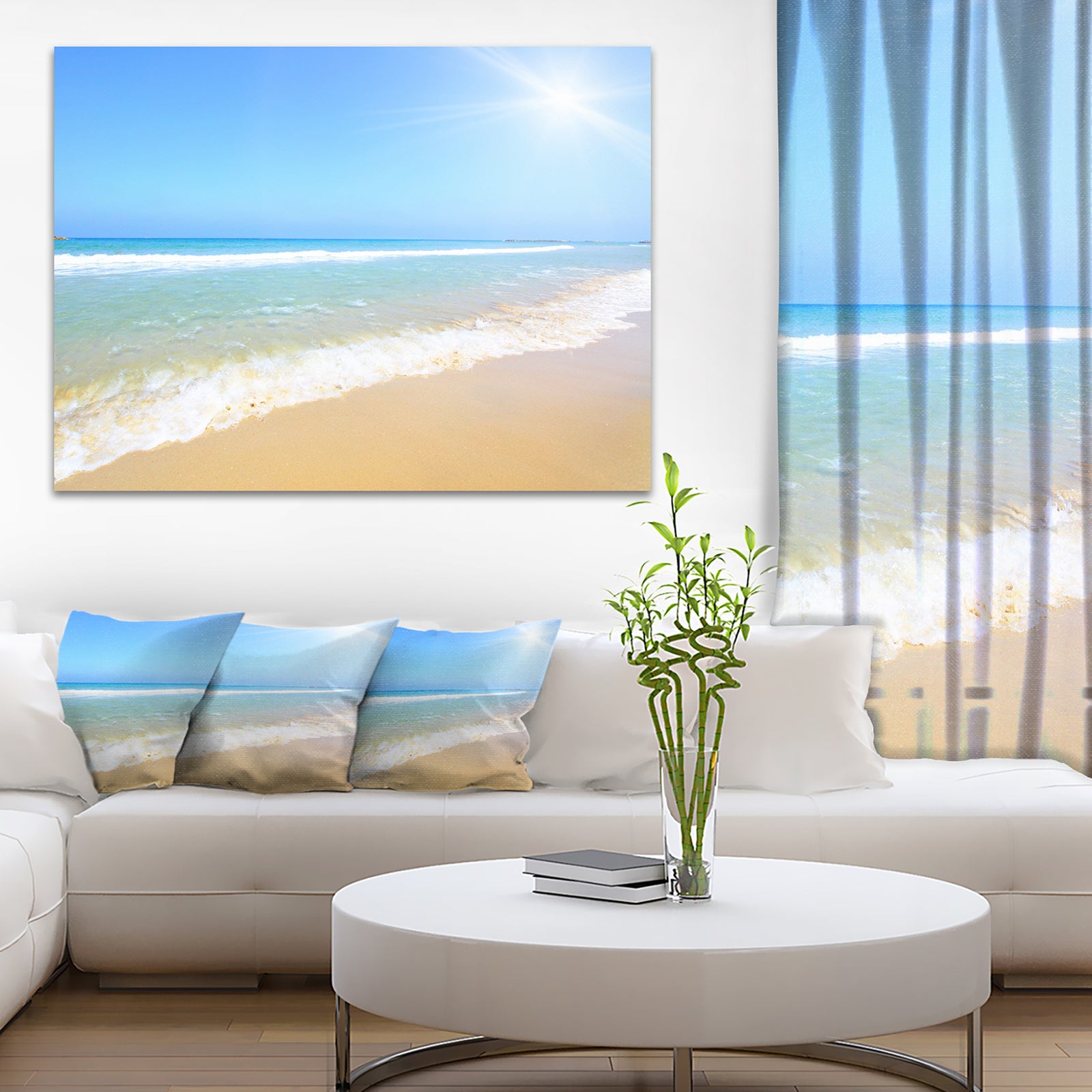 Sun Over Tropical Beach - Seashore Photo Canvas Art Print
