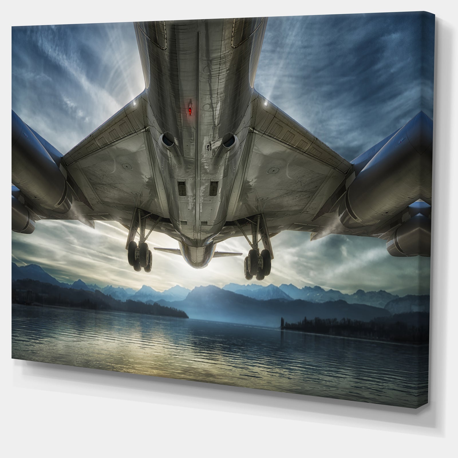 Plane Over Beach and Sea - Seashore Photography Canvas Print